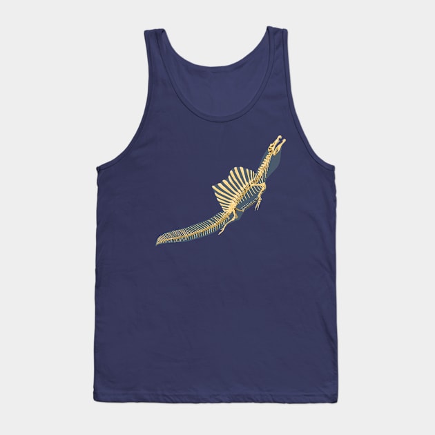 Spinosaurus Aegyptiacus (skeleton and silhouette surfacing) Tank Top by NikSwiftDraws